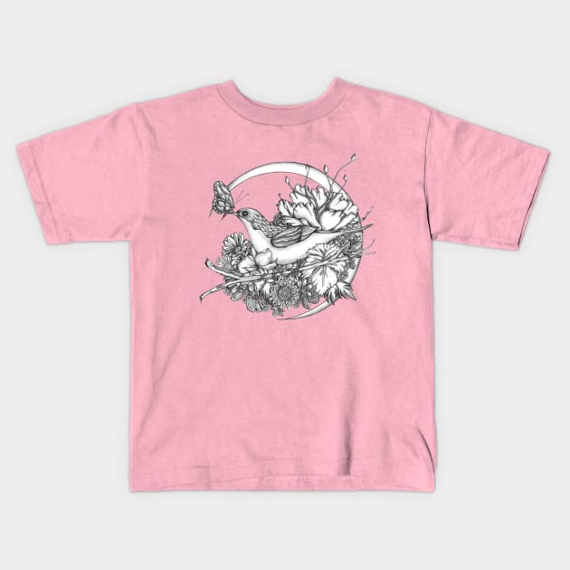 A Bird and a Butterfly Kids T-Shirt by NicoleWhelan